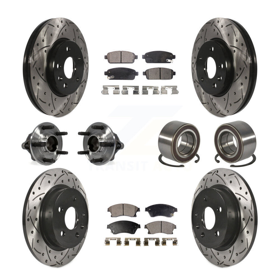 Front Rear Wheel Hub Bearings Assembly Coated Disc Brake Rotors And Semi-Metallic Pads Kit (10Pc) For Chevrolet Sonic KBB-107367