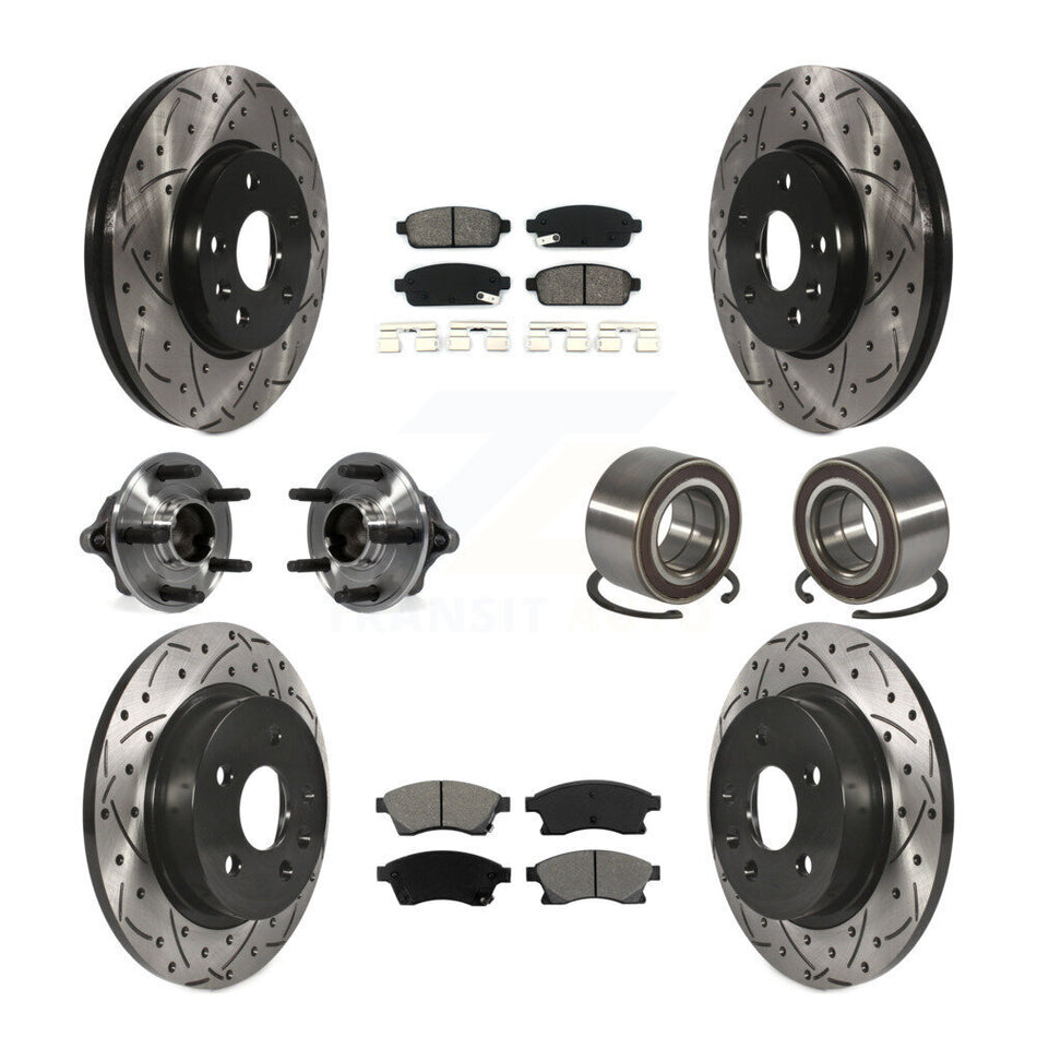Front Rear Wheel Hub Bearings Assembly Coated Disc Brake Rotors And Semi-Metallic Pads Kit (10Pc) For Chevrolet Sonic KBB-107466