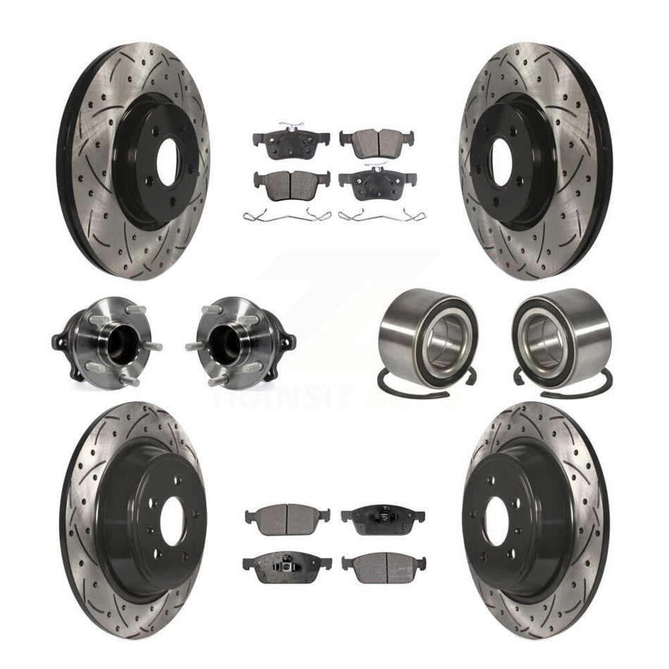 Front Rear Hub Bearing Coated Disc Brake Rotor Pad Kit (10Pc) For Ford Escape Lincoln MKC KBB-107582