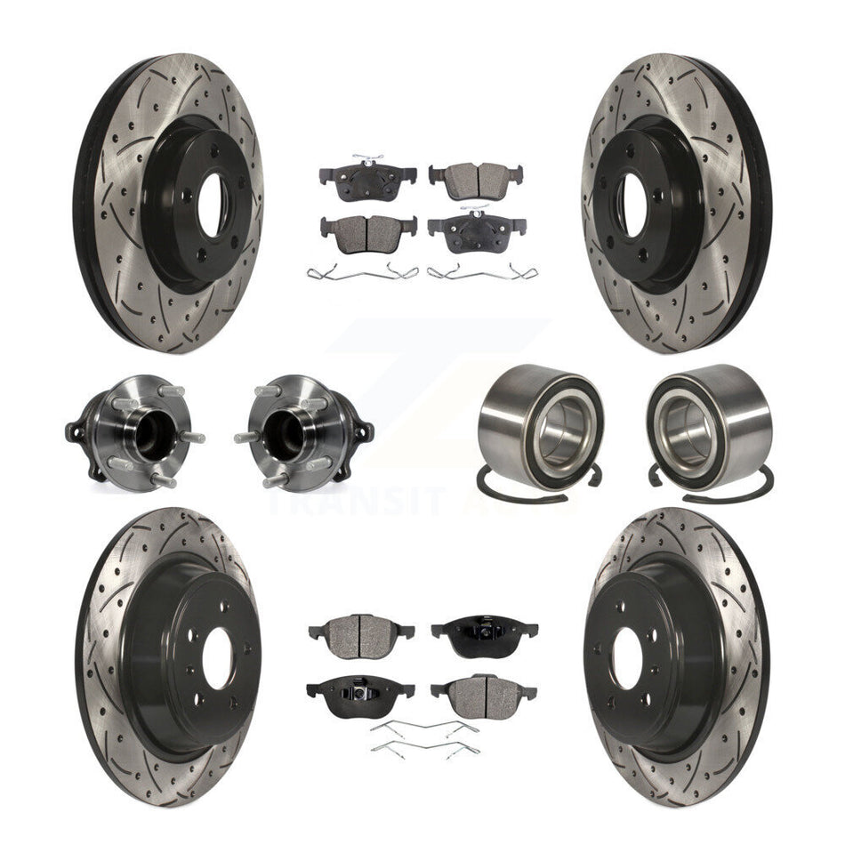 Front Rear Hub Bearing Coat Brake Rotor Pad Kit (10Pc) For Ford Escape FWD with 2.5L/1.5L KBB-107584