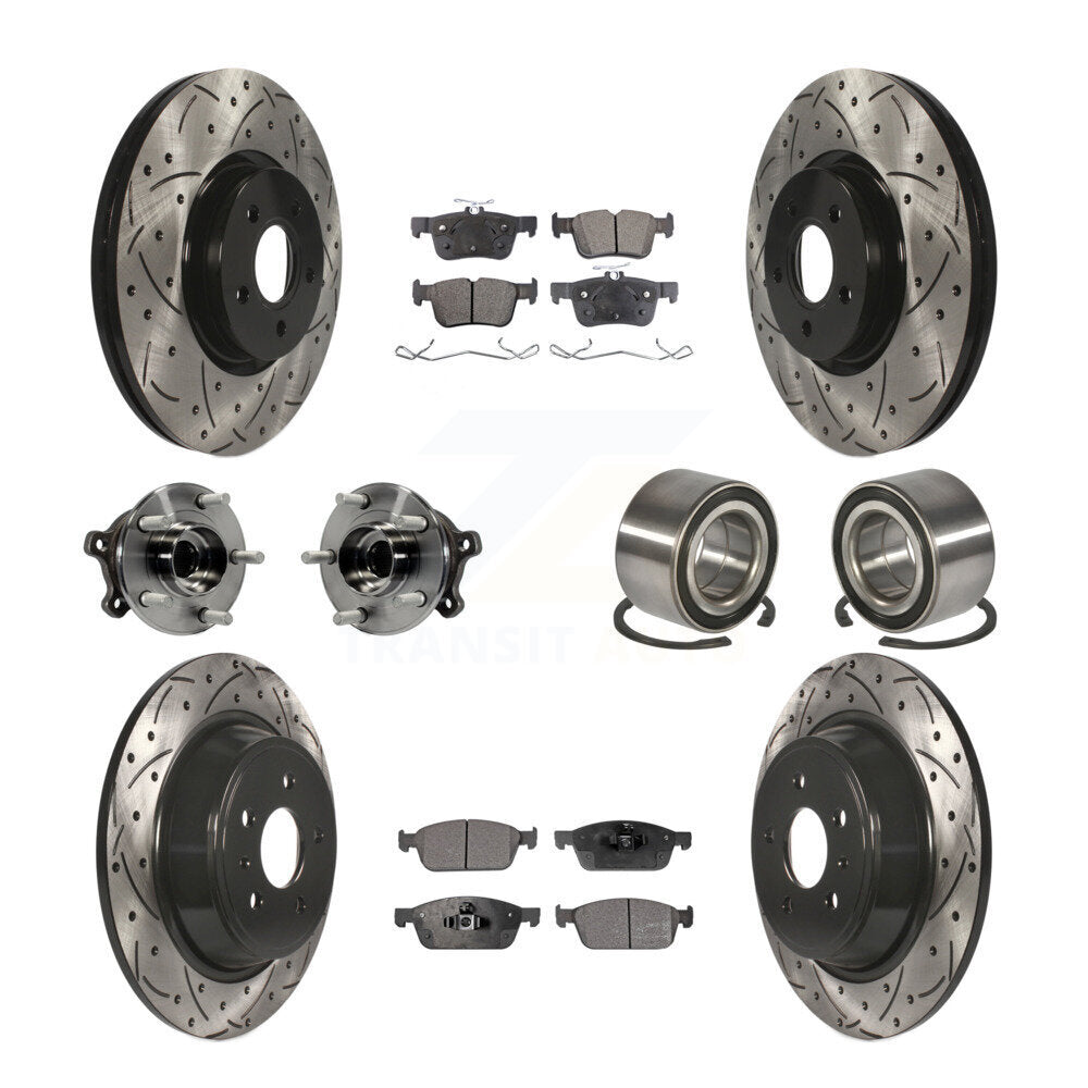 Front Rear Hub Bearing Coated Disc Brake Rotor Pad Kit (10Pc) For Ford Escape Lincoln MKC KBB-107586