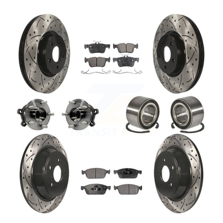 Front Rear Hub Bearing Coated Disc Brake Rotor Pad Kit (10Pc) For Ford Escape Lincoln MKC KBB-107586