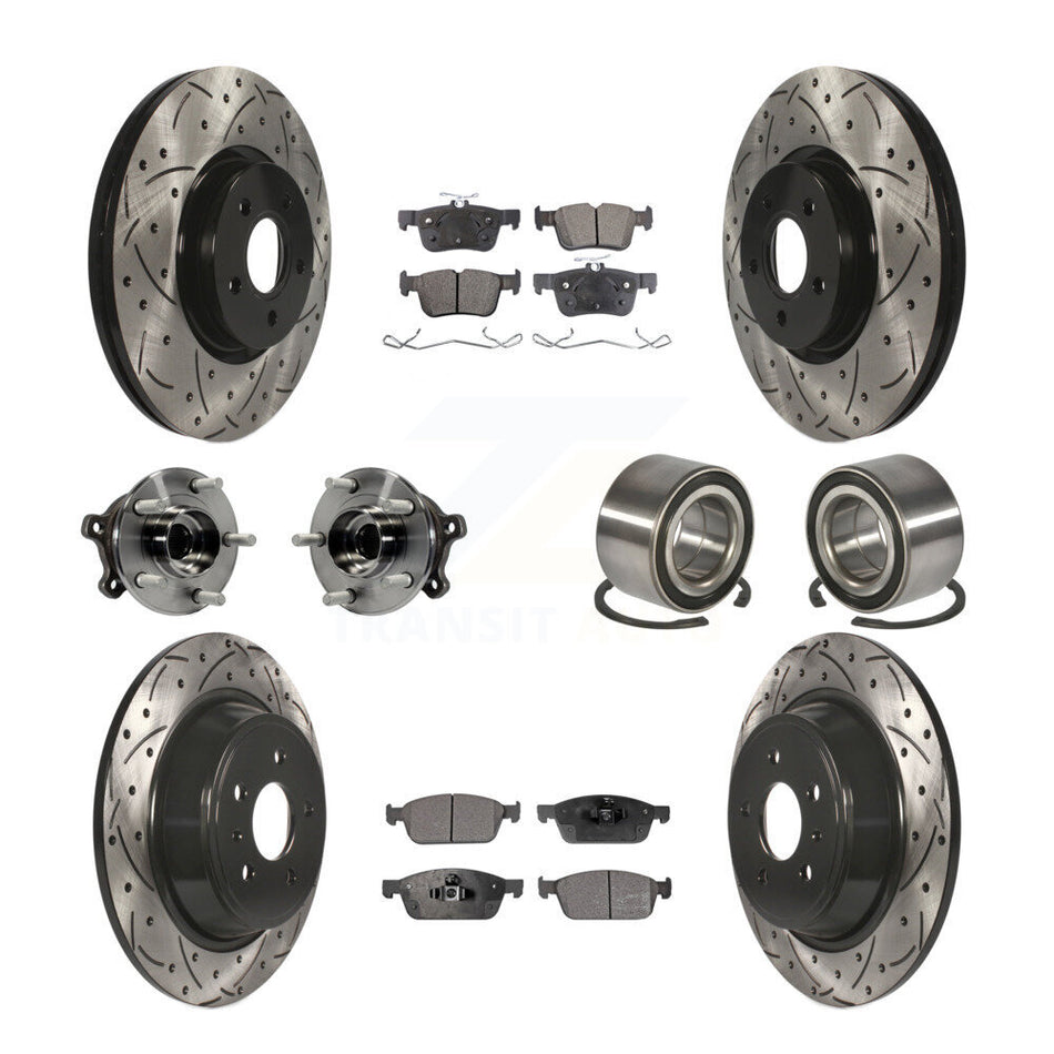 Front Rear Hub Bearing Coated Disc Brake Rotor Pad Kit (10Pc) For Ford Escape Lincoln MKC KBB-107586