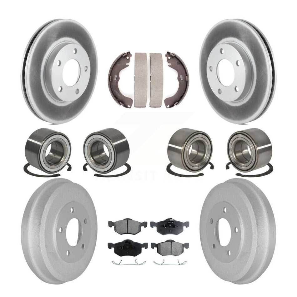 Front Rear Wheel Bearings Coated Disc Brake Rotors And Semi-Metallic Pads Shoes Kit (10Pc) For Ford Escape Mazda Tribute Mercury Mariner KBB-107615