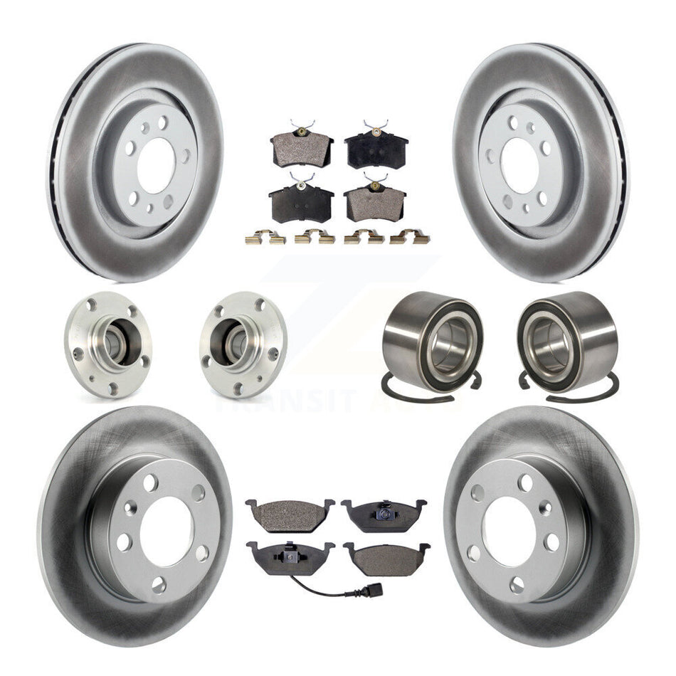Front Rear Wheel Hub Bearings Assembly Coated Disc Brake Rotors And Semi-Metallic Pads Kit (10Pc) For Volkswagen Beetle Golf Jetta KBB-107618