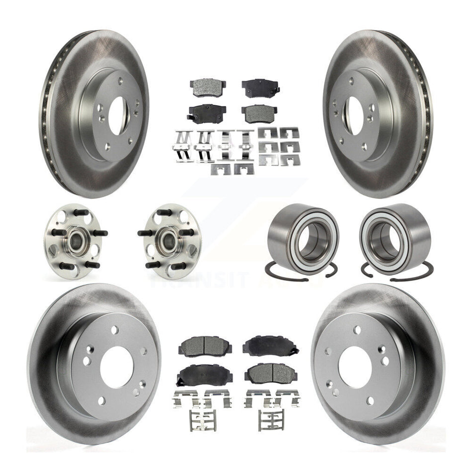Front Rear Wheel Hub Bearings Assembly Coated Disc Brake Rotors And Semi-Metallic Pads Kit (10Pc) For 1998-2002 Honda Accord 3.0L with rear brakes KBB-107628
