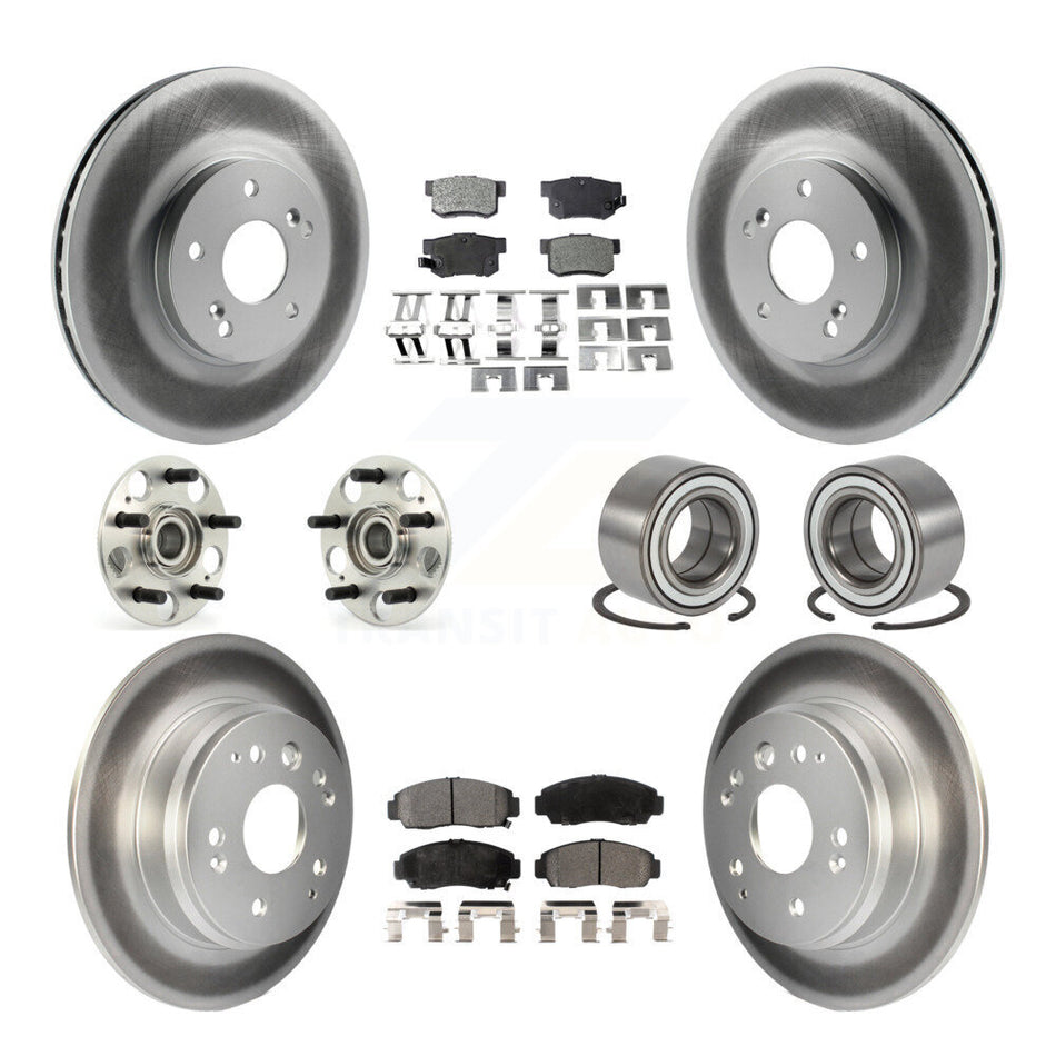 Front Rear Wheel Hub Bearings Assembly Coated Disc Brake Rotors And Semi-Metallic Pads Kit (10Pc) For 1999-2003 Acura TL KBB-107629
