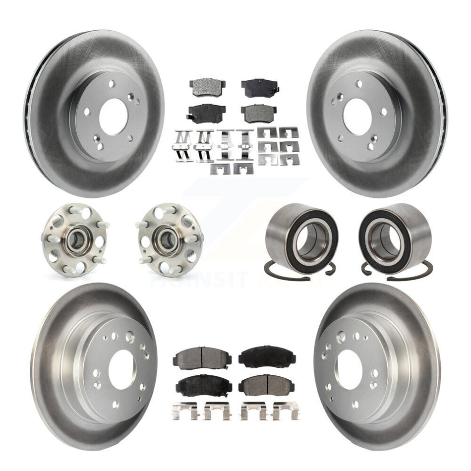 Front Rear Wheel Hub Bearings Assembly Coated Disc Brake Rotors And Semi-Metallic Pads Kit (10Pc) For Acura TL KBB-107643