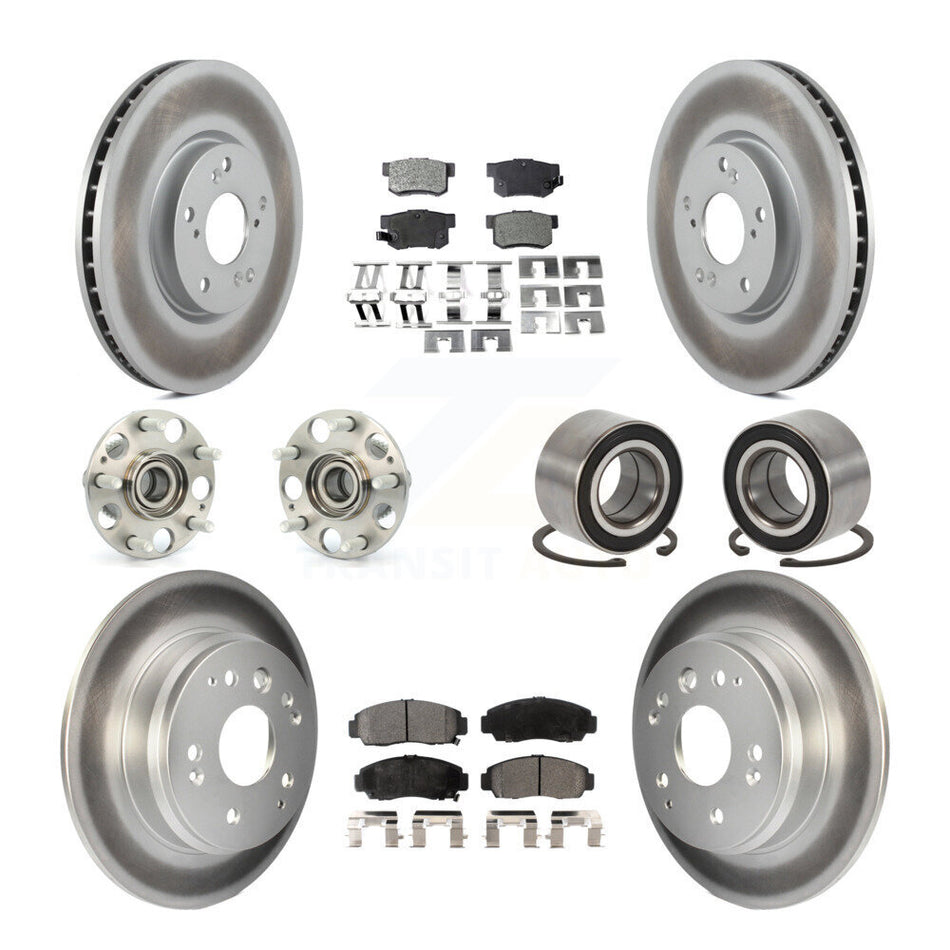 Front Rear Wheel Hub Bearings Assembly Coated Disc Brake Rotors And Semi-Metallic Pads Kit (10Pc) For 2004-2005 Acura TL Automatic transmission KBB-107644