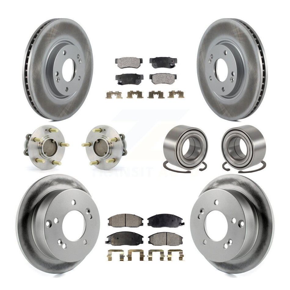 Front Rear Wheel Hub Bearings Assembly Coated Disc Brake Rotors And Semi-Metallic Pads Kit (10Pc) For Hyundai XG350 KBB-107645
