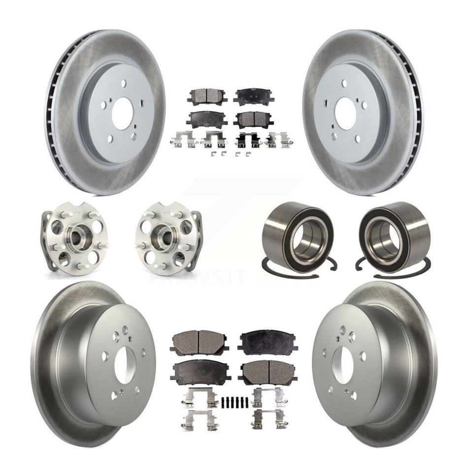 Front Rear Wheel Hub Bearings Assembly Coated Disc Brake Rotors And Semi-Metallic Pads Kit (10Pc) For Lexus Toyota Highlander RX350 RX330 RX400h KBB-107690