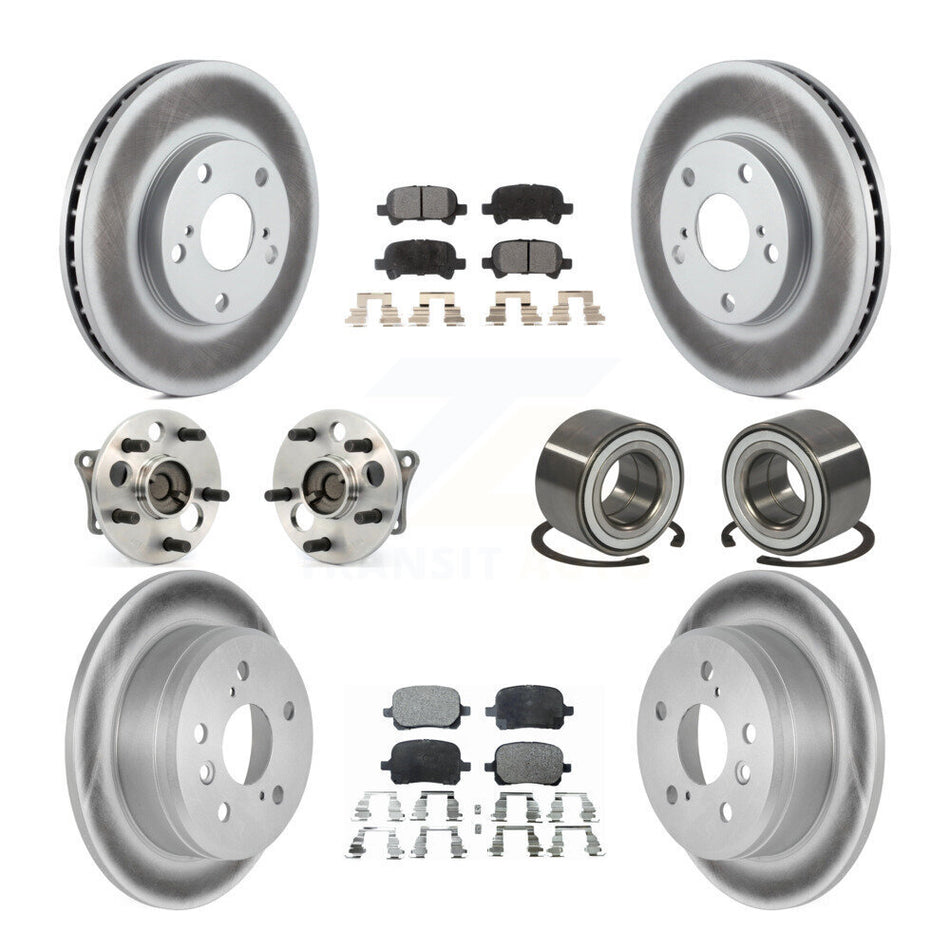 Front Rear Wheel Hub Bearings Assembly Coated Disc Brake Rotors And Semi-Metallic Pads Kit (10Pc) For Toyota Camry Solara KBB-107702