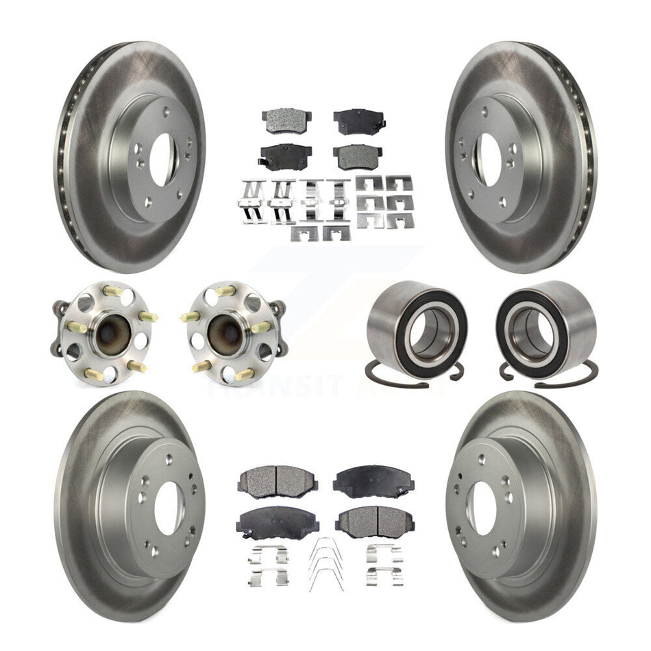 Front Rear Wheel Hub Bearing Coated Disc Brake Rotor And Pads Kit (10Pc) For Honda Accord KBB-107716