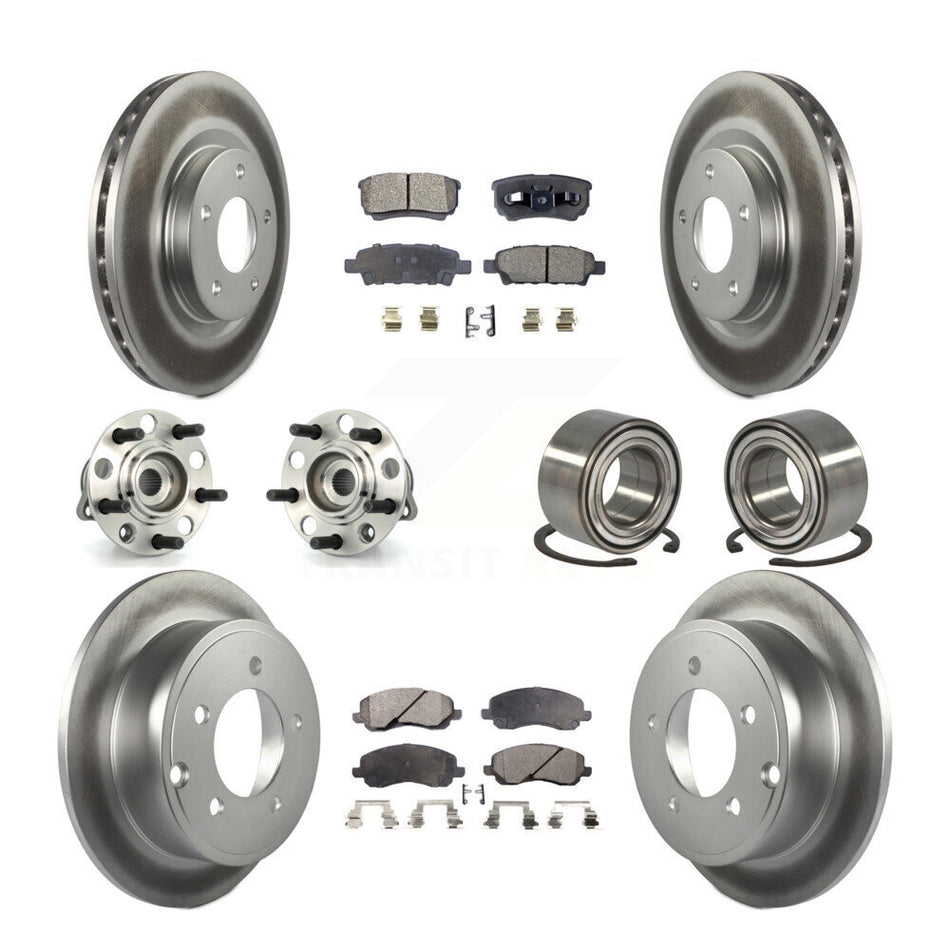 Front Rear Wheel Hub Bearings Assembly Coated Disc Brake Rotors And Semi-Metallic Pads Kit (10Pc) For Jeep Patriot Compass Dodge Caliber KBB-107724