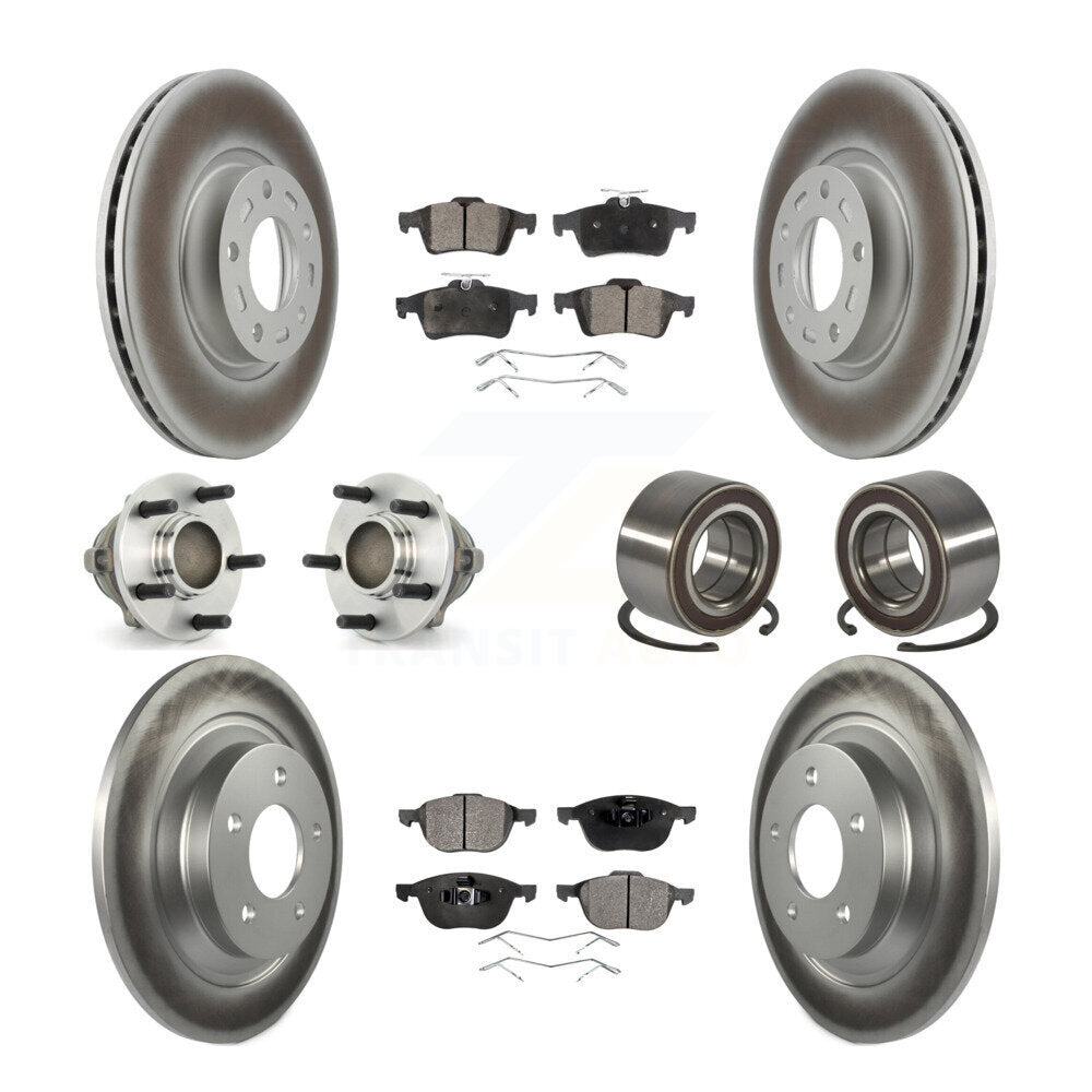Front Rear Hub Bearings Assembly Coated Disc Brake Rotors And Pads Kit (10Pc) For Mazda 5 KBB-107743
