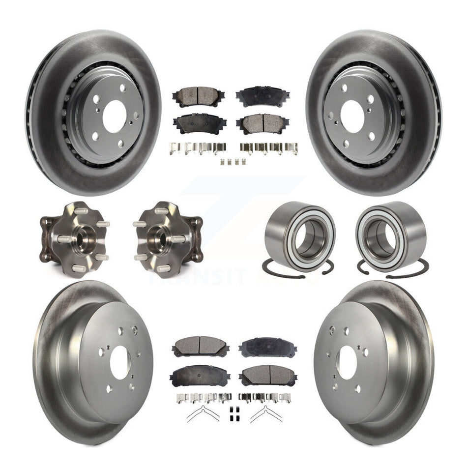 Front Rear Wheel Hub Bearings Assembly Coated Disc Brake Rotors And Semi-Metallic Pads Kit (10Pc) For Lexus RX350 Toyota Highlander RX450h KBB-107757