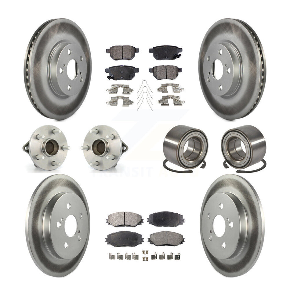 Front Rear Wheel Hub Bearings Assembly Coated Disc Brake Rotors And Semi-Metallic Pads Kit (10Pc) For Toyota Corolla Matrix Pontiac Vibe KBB-107776