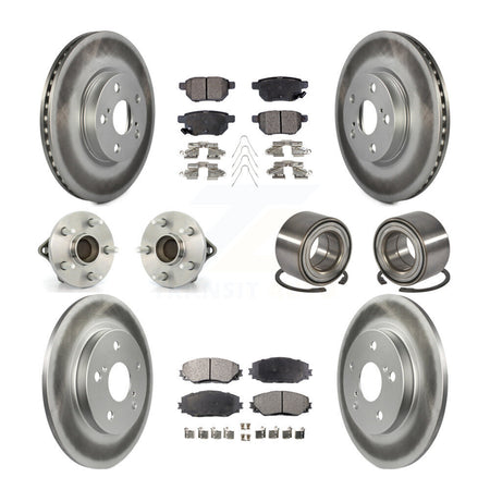Front Rear Wheel Hub Bearing Coated Disc Brake Rotor And Pad Kit (10Pc) For Toyota Matrix KBB-107777