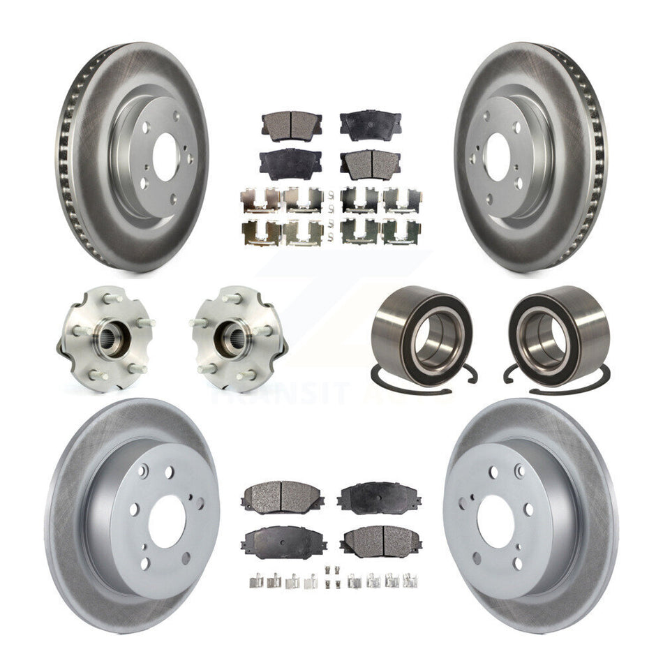Front Rear Wheel Hub Bearings Assembly Coated Disc Brake Rotors And Semi-Metallic Pads Kit (10Pc) For Toyota Matrix Pontiac Vibe KBB-107778