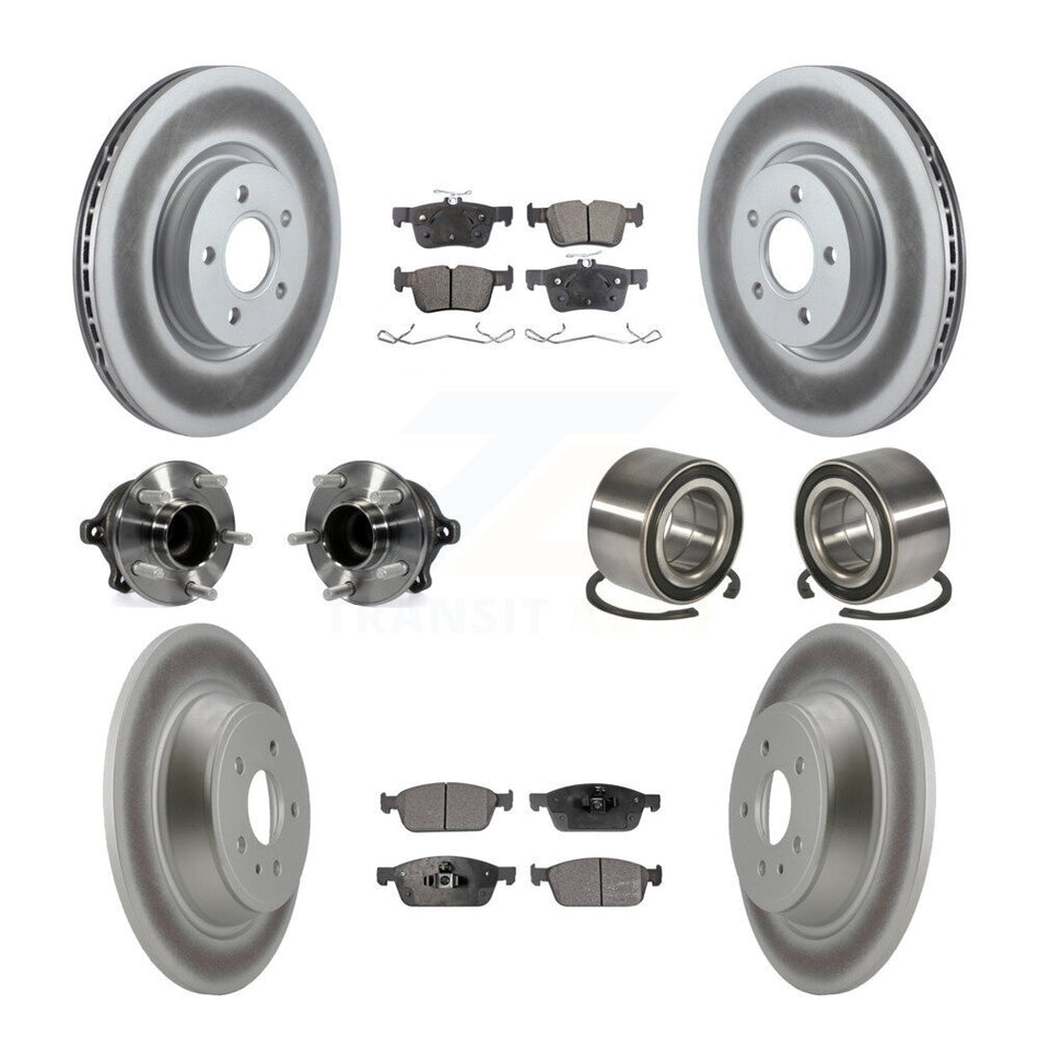 Front Rear Wheel Hub Bearings Assembly Coated Disc Brake Rotors And Semi-Metallic Pads Kit (10Pc) For Ford Escape Lincoln MKC KBB-107867
