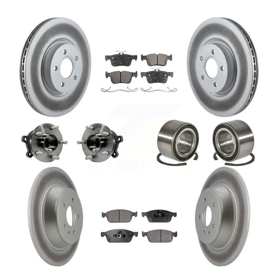 Front Rear Wheel Hub Bearings Assembly Coated Disc Brake Rotors And Semi-Metallic Pads Kit (10Pc) For Ford Escape Lincoln MKC KBB-107872