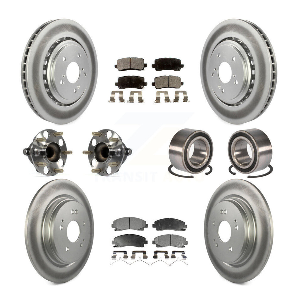 Front Rear Wheel Hub Bearings Assembly Coated Disc Brake Rotors And Semi-Metallic Pads Kit (10Pc) For 2015-2019 Acura TLX FWD KBB-107888
