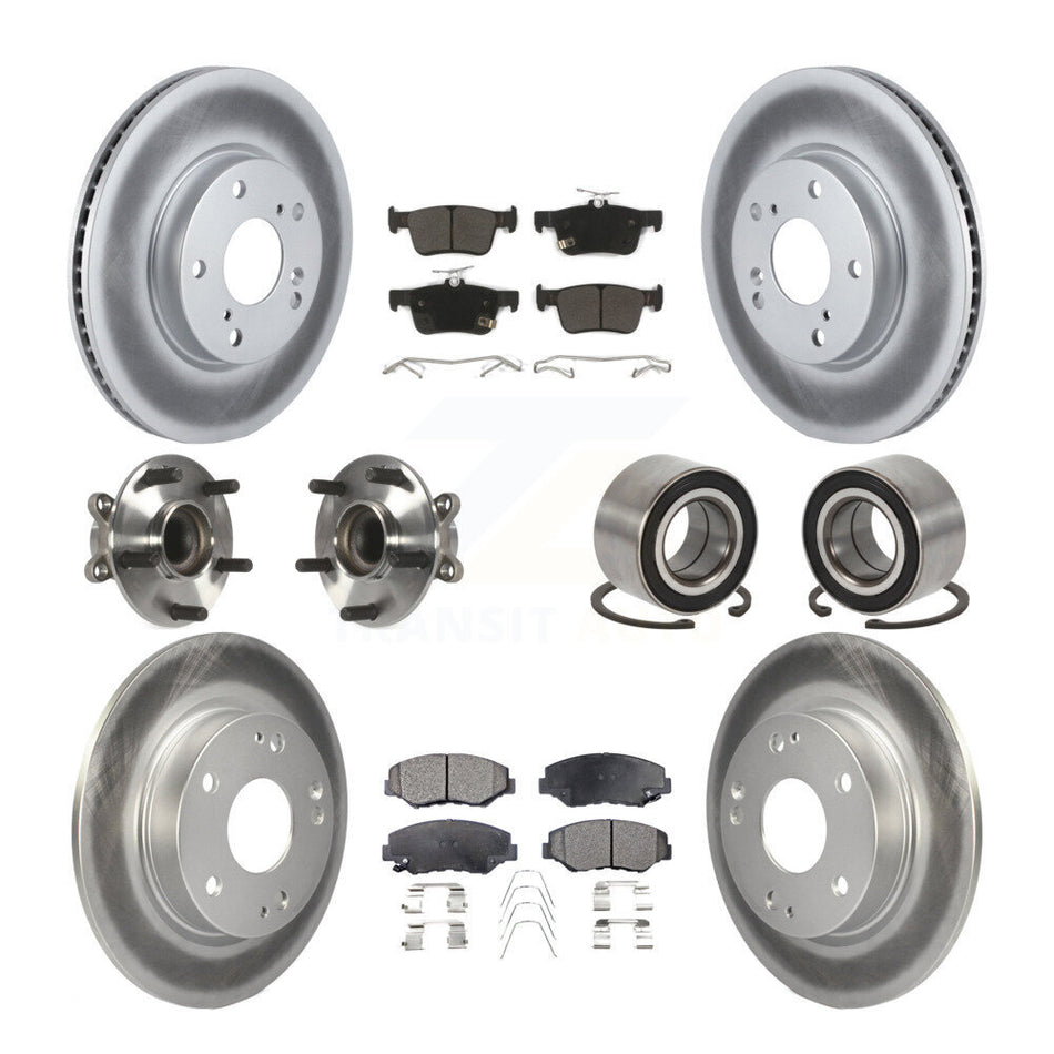 Front Rear Wheel Hub Bearings Assembly Coated Disc Brake Rotors And Semi-Metallic Pads Kit (10Pc) For Honda Civic KBB-107895