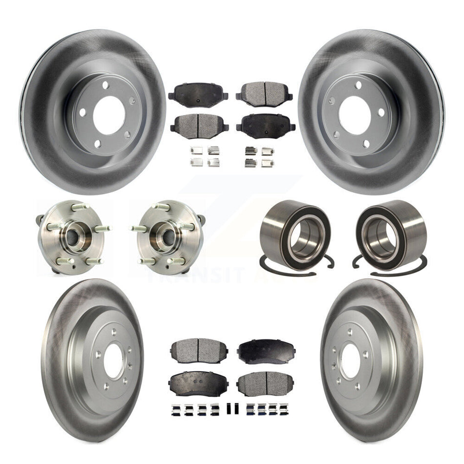 Front Rear Wheel Hub Bearings Assembly Coated Disc Brake Rotors And Semi-Metallic Pads Kit (10Pc) For Ford Edge Lincoln MKX KBB-107897
