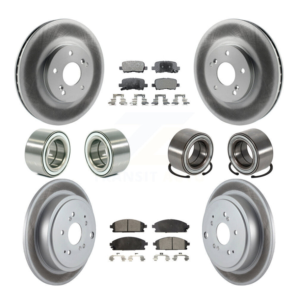 Front Rear Wheel Bearings Coated Disc Brake Rotors And Semi-Metallic Pads Kit (10Pc) For 2003-2006 Acura MDX KBB-107934