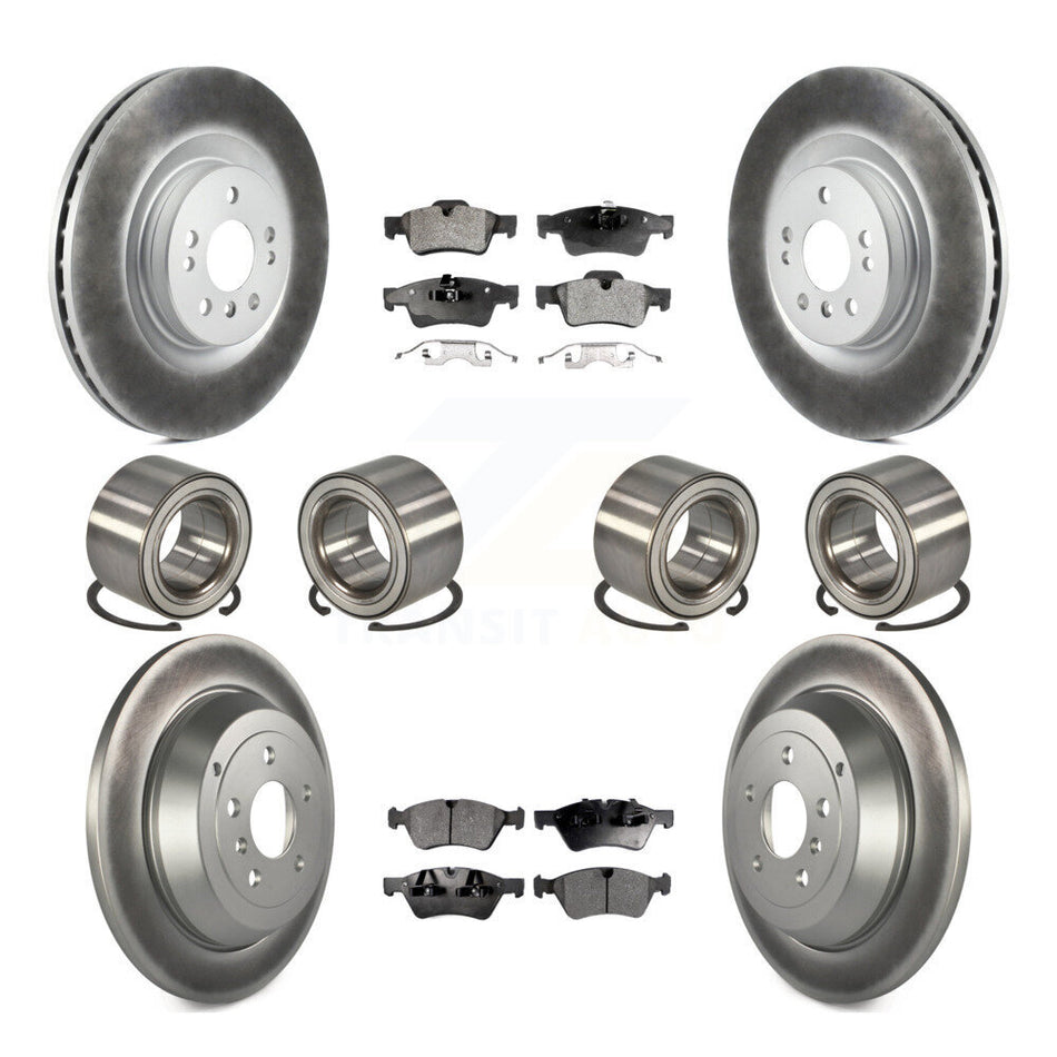 Front Rear Wheel Bearings Coated Disc Brake Rotors And Semi-Metallic Pads Kit (10Pc) For 2007-2009 Mercedes-Benz ML320 With 350mm Diameter Rotor KBB-107940