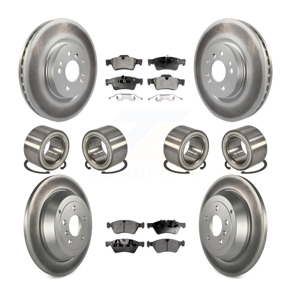 Front Rear Wheel Bearings Coated Disc Brake Rotors And Semi-Metallic Pads Kit (10Pc) For Mercedes-Benz ML350 R350 ML500 ML320 KBB-107942