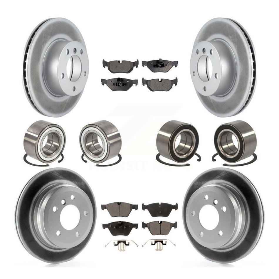 Front Rear Wheel Bearings Coated Disc Brake Rotors And Semi-Metallic Pads Kit (10Pc) For BMW 328xi 325xi KBB-107943