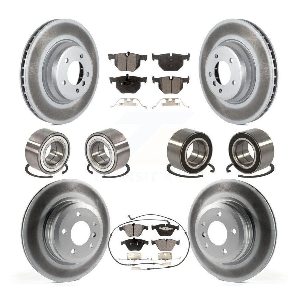 Front Rear Wheel Bearings Coated Disc Brake Rotors And Semi-Metallic Pads Kit (10Pc) For BMW 335i xDrive 335xi KBB-107945