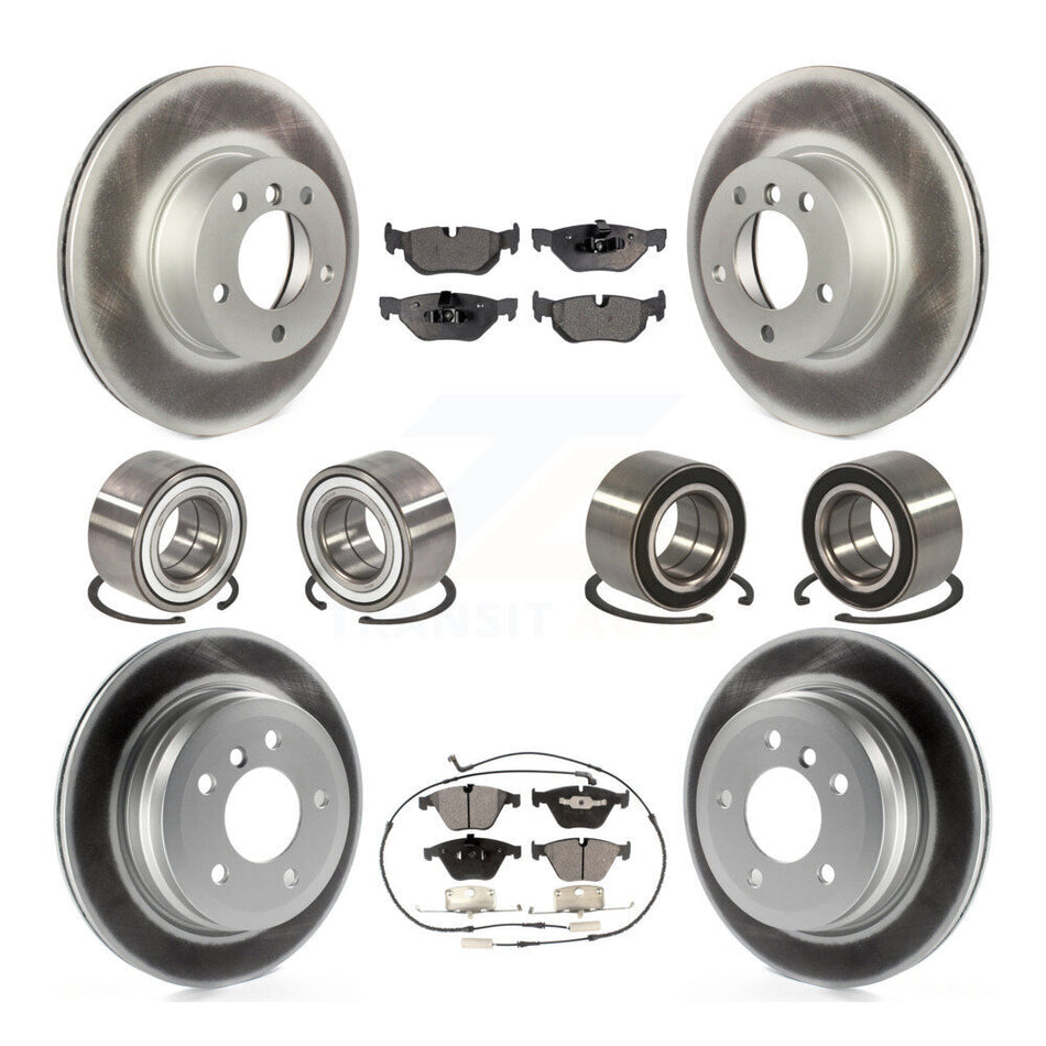 Front Rear Wheel Bearings Coated Disc Brake Rotors And Semi-Metallic Pads Kit (10Pc) For BMW 328i xDrive 328xi KBB-107947