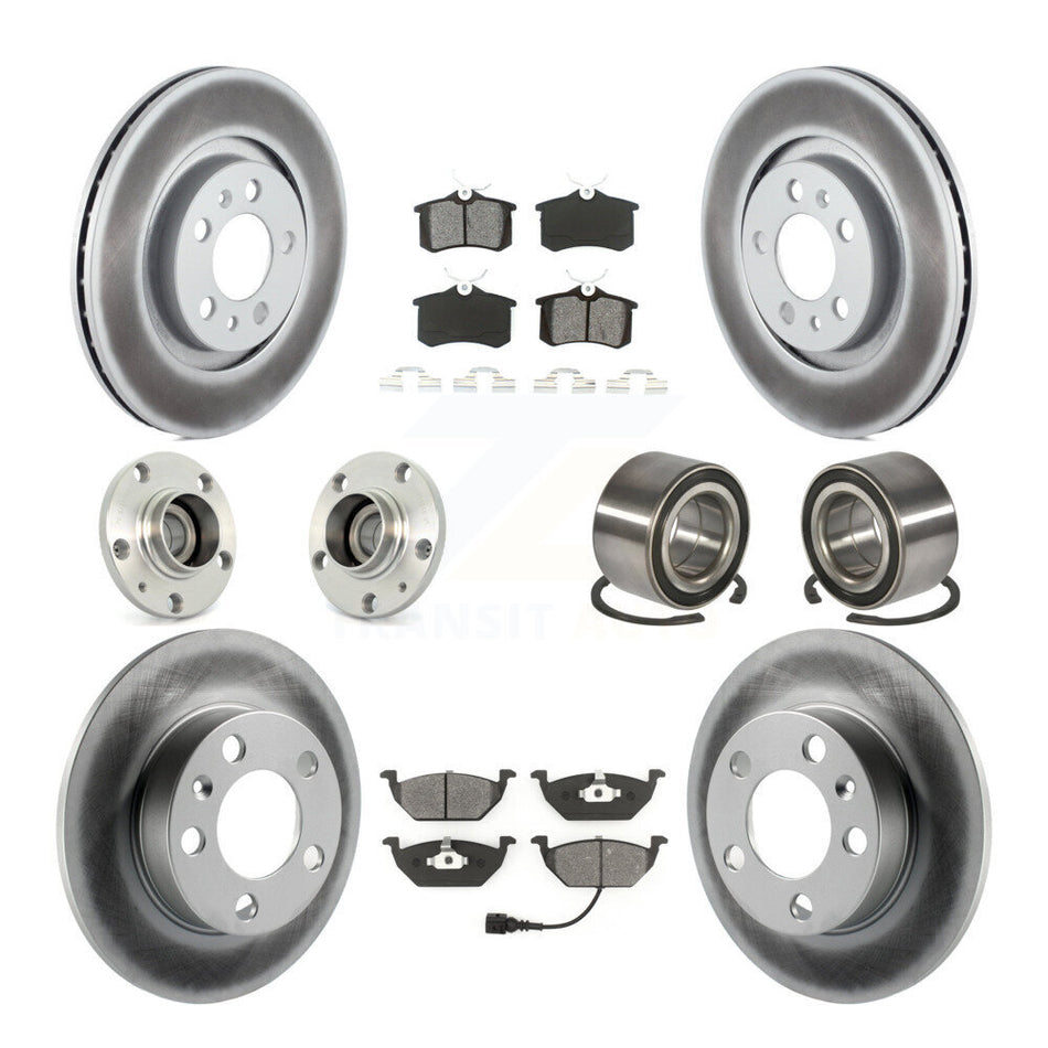 Front Rear Wheel Hub Bearings Assembly Coated Disc Brake Rotors And Semi-Metallic Pads Kit (10Pc) For 2007-2010 Volkswagen Beetle With 280mm Diameter Rotor KBB-107963