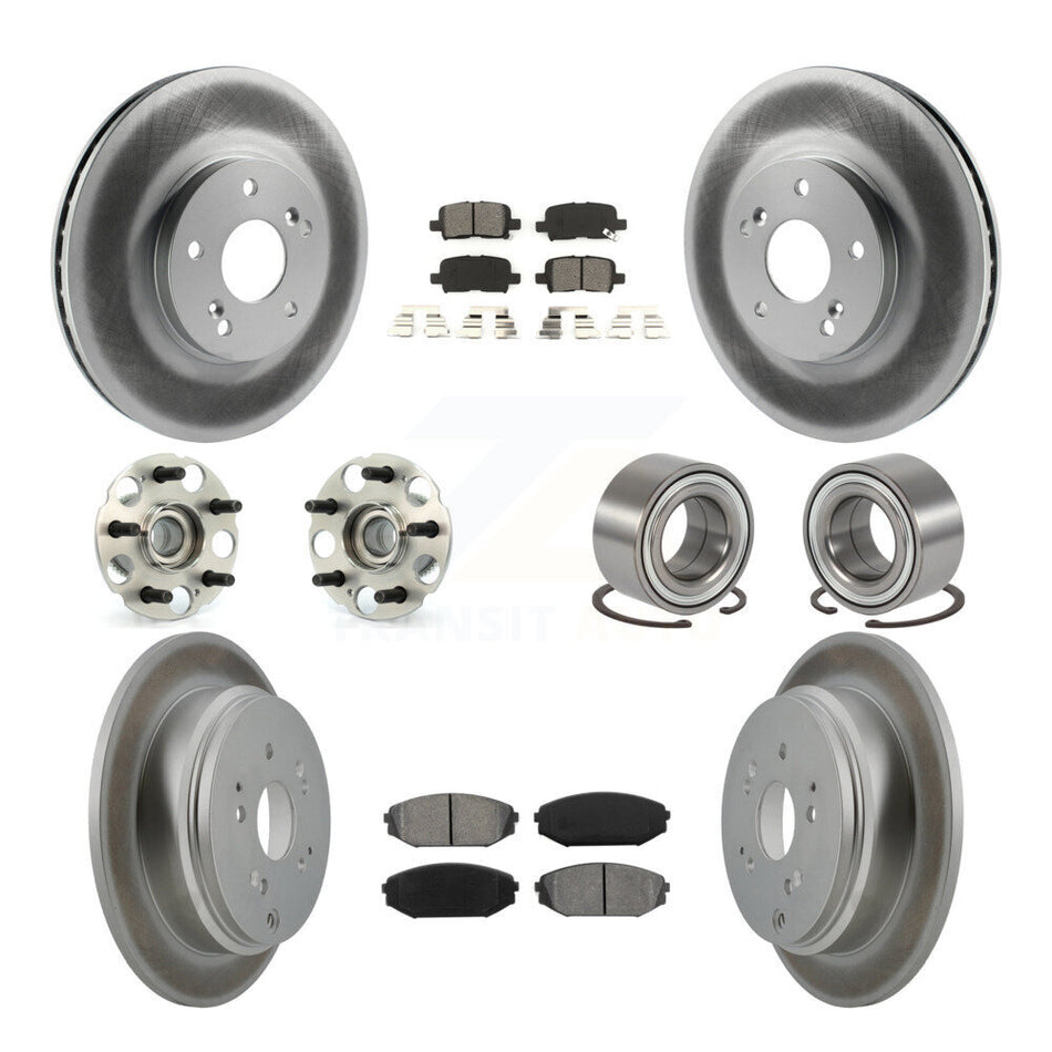 Front Rear Wheel Hub Bearings Assembly Coated Disc Brake Rotors And Semi-Metallic Pads Kit (10Pc) For 2002-2004 Honda Odyssey KBB-107976