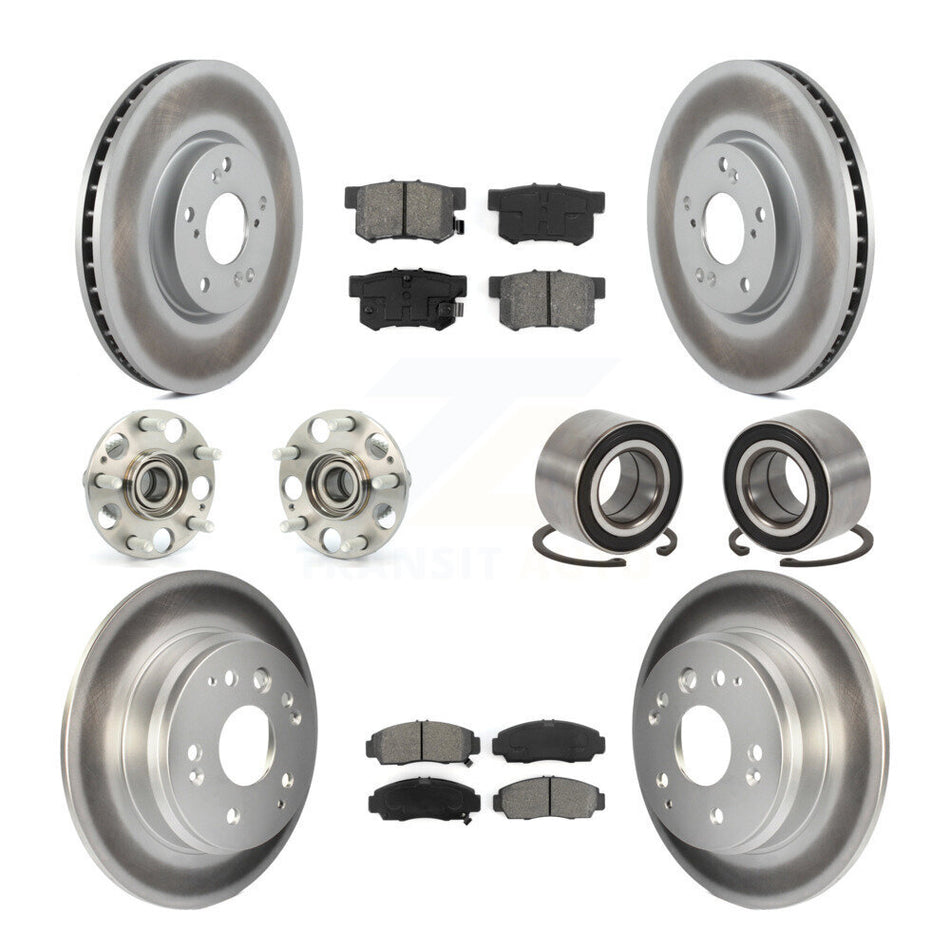 Front Rear Wheel Hub Bearings Assembly Coated Disc Brake Rotors And Semi-Metallic Pads Kit (10Pc) For 2004-2005 Acura TL Automatic transmission KBB-107988