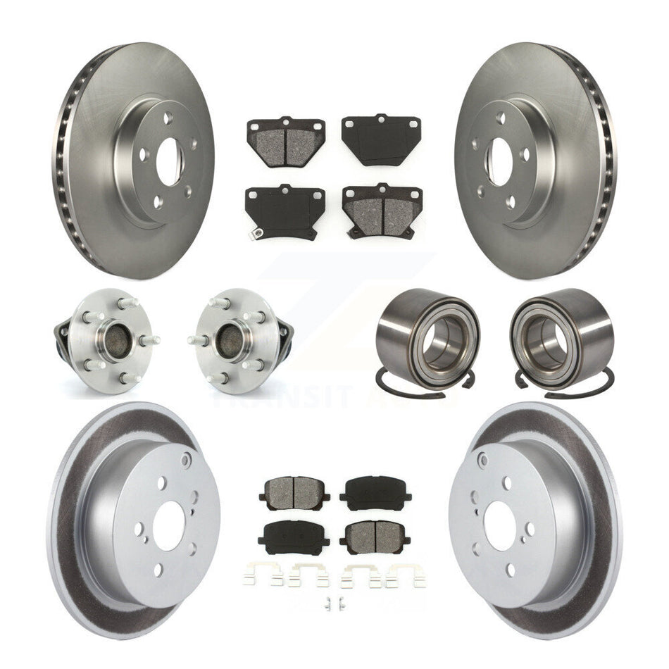 Front Rear Wheel Hub Bearings Assembly Coated Disc Brake Rotors And Semi-Metallic Pads Kit (10Pc) For Toyota Corolla Matrix Pontiac Vibe KBB-108010