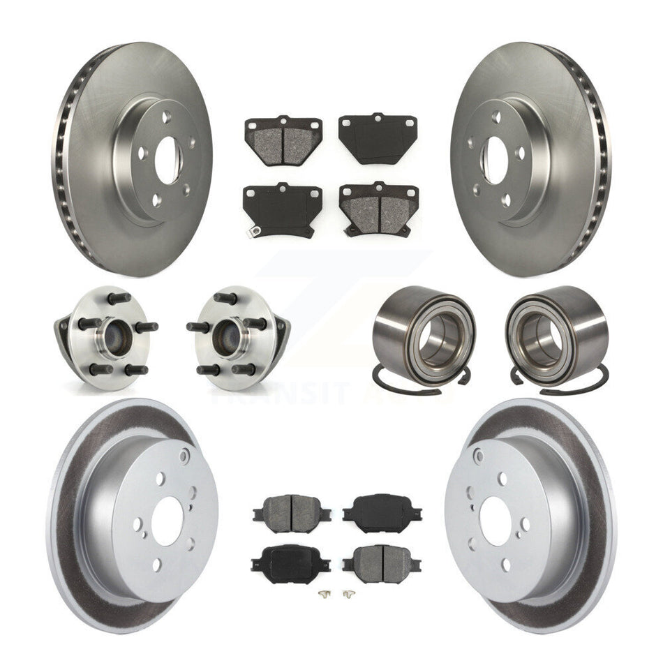 Front Rear Wheel Hub Bearings Assembly Coated Disc Brake Rotors And Semi-Metallic Pads Kit (10Pc) For Toyota Celica KBB-108011
