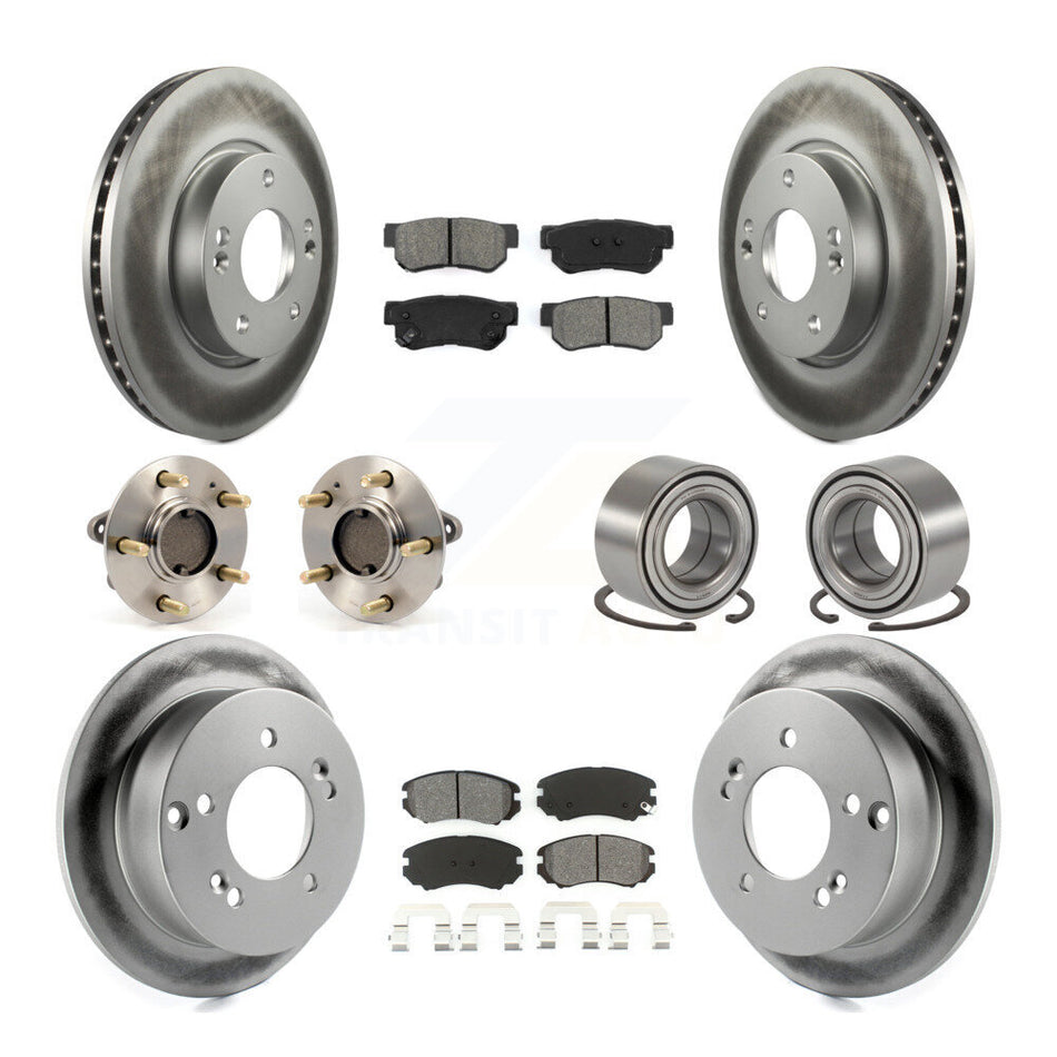 Front Rear Wheel Hub Bearings Assembly Coated Disc Brake Rotors And Semi-Metallic Pads Kit (10Pc) For Kia Optima Magentis KBB-108027