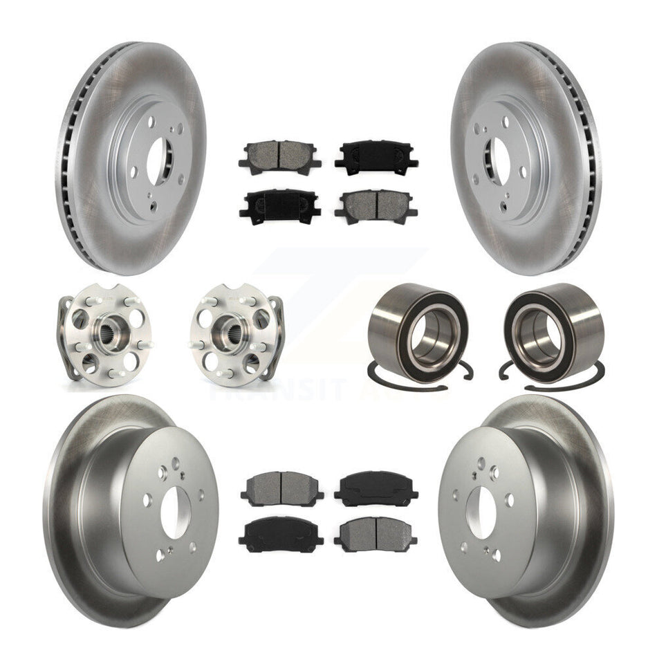 Front Rear Wheel Hub Bearings Assembly Coated Disc Brake Rotors And Semi-Metallic Pads Kit (10Pc) For Toyota Highlander KBB-108036