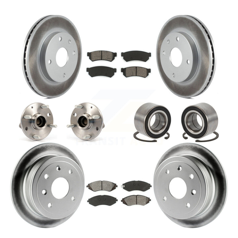 Front Rear Wheel Hub Bearings Assembly Coated Disc Brake Rotors And Semi-Metallic Pads Kit (10Pc) For Suzuki Reno Chevrolet Optra Non-ABS KBB-108055