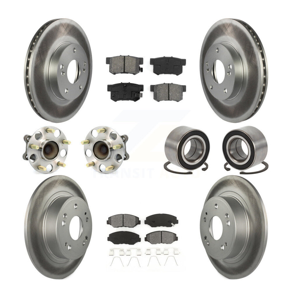 Front Rear Wheel Hub Bearing Coated Disc Brake Rotor And Pads Kit (10Pc) For Honda Accord KBB-108064