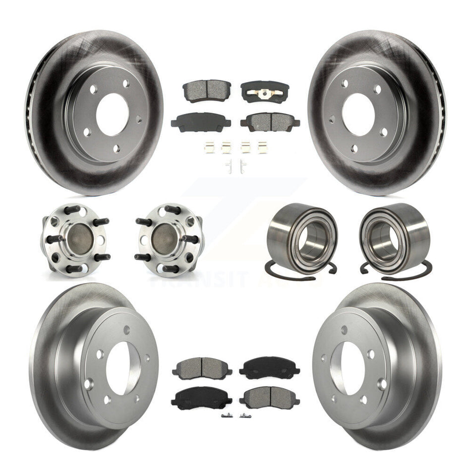 Front Rear Wheel Hub Bearings Assembly Coated Disc Brake Rotors And Semi-Metallic Pads Kit (10Pc) For Dodge Caliber KBB-108068