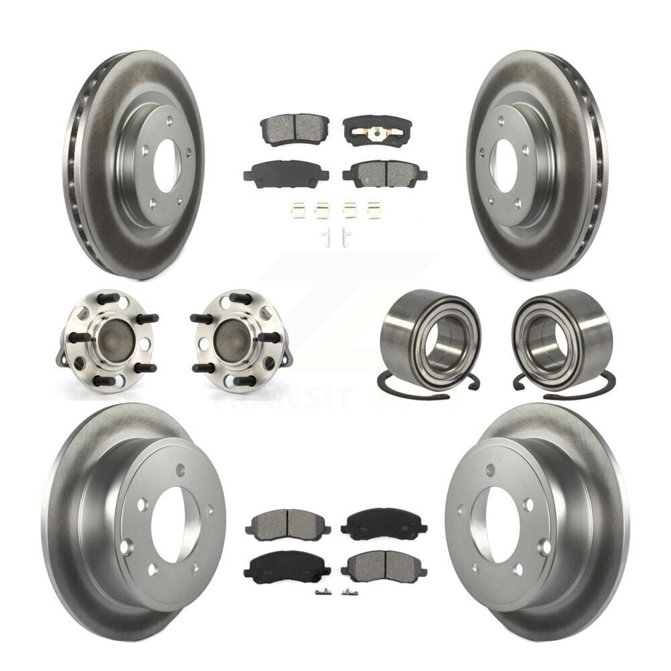 Front Rear Wheel Hub Bearings Assembly Coated Disc Brake Rotors And Semi-Metallic Pads Kit (10Pc) For Jeep Patriot Compass Dodge Caliber KBB-108071