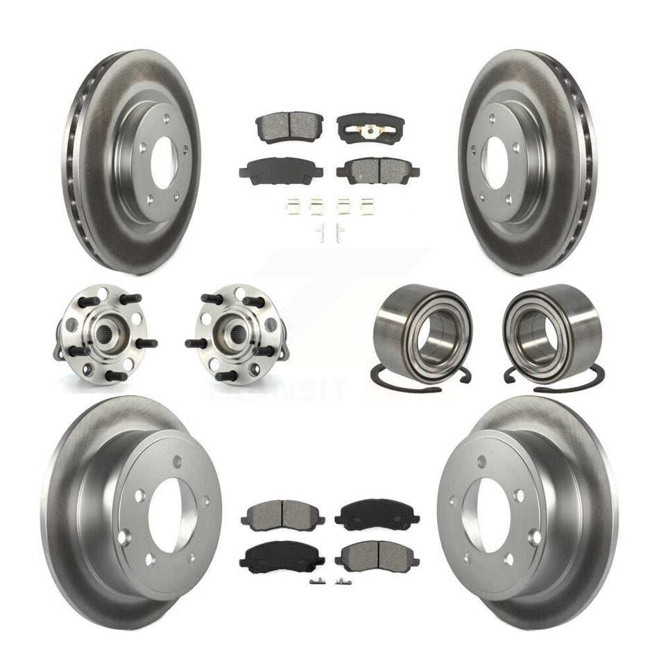 Front Rear Wheel Hub Bearings Assembly Coated Disc Brake Rotors And Semi-Metallic Pads Kit (10Pc) For Jeep Patriot Compass Dodge Caliber KBB-108074