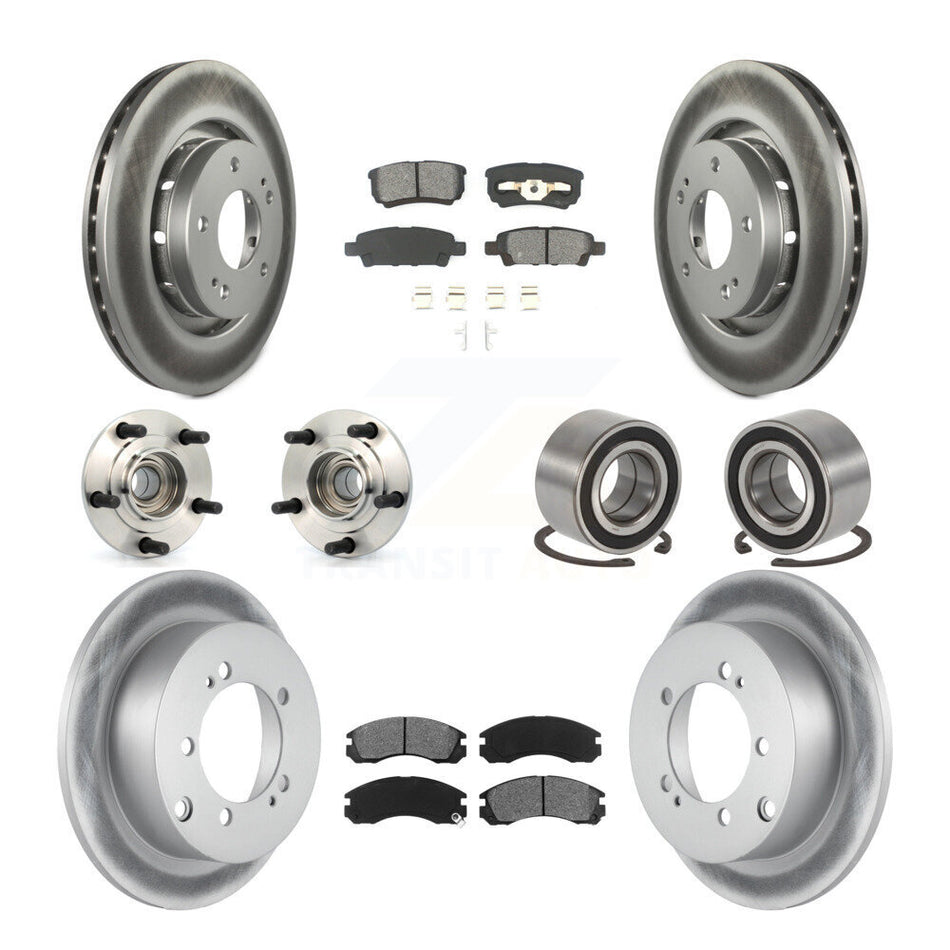 Front Rear Wheel Hub Bearings Assembly Coated Disc Brake Rotors And Semi-Metallic Pads Kit (10Pc) For 2005-2006 Mitsubishi Outlander FWD KBB-108079