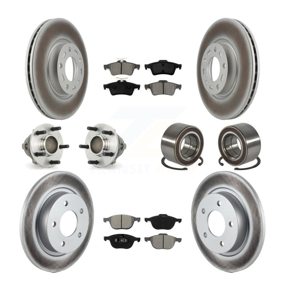 Front Rear Wheel Hub Bearings Assembly Coated Disc Brake Rotors And Semi-Metallic Pads Kit (10Pc) For Mazda 3 Sport KBB-108093