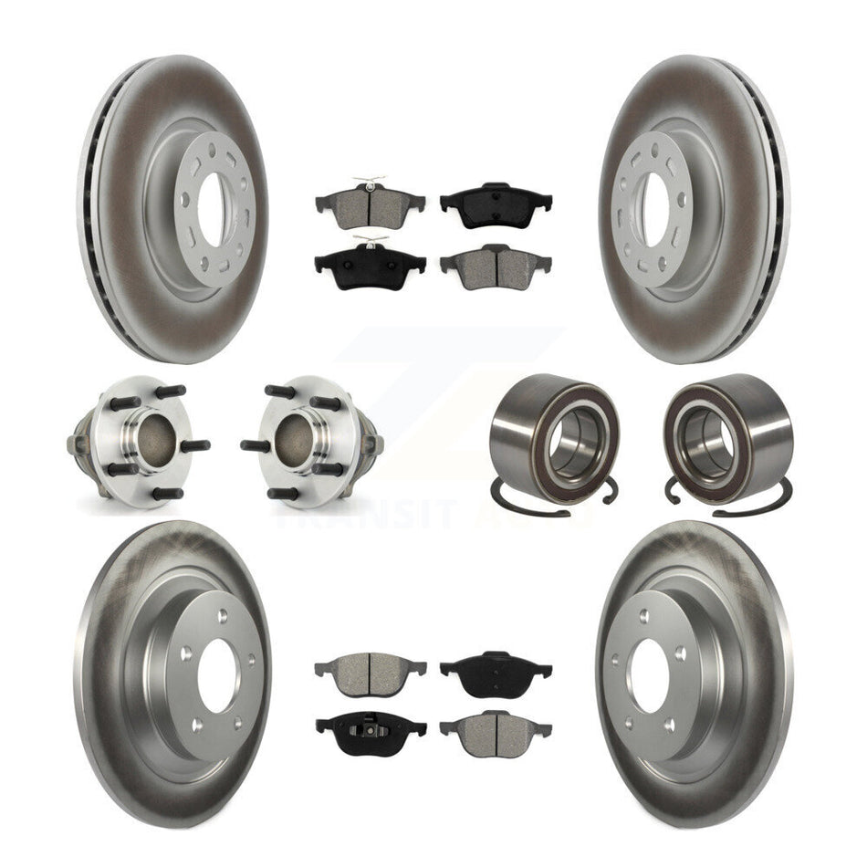 Front Rear Hub Bearings Assembly Coated Disc Brake Rotors And Pads Kit (10Pc) For Mazda 5 KBB-108094
