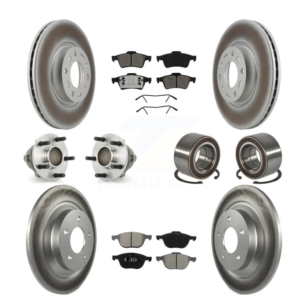 Front Rear Hub Bearing Coated Disc Brake Rotor & Pad Kit (10Pc) For 2006 Mazda 5 To 02 06 KBB-108095